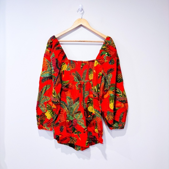 FARM RIO Orange pelican linen romper - Picture 9 of 9